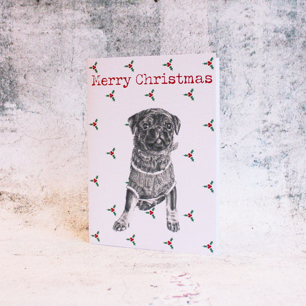 Pug-Merry-Christmas-Card-Holly