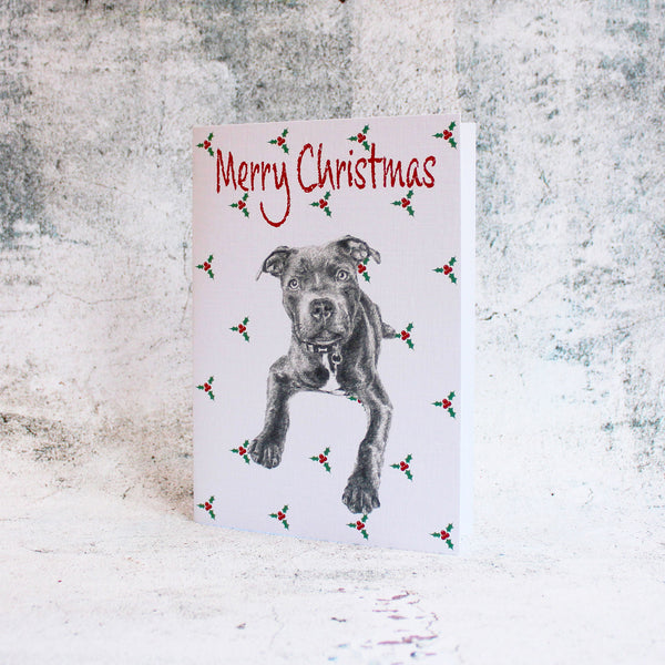 Staffordshire-Bull-Terrier-Merry-Christmas-Holly-Card