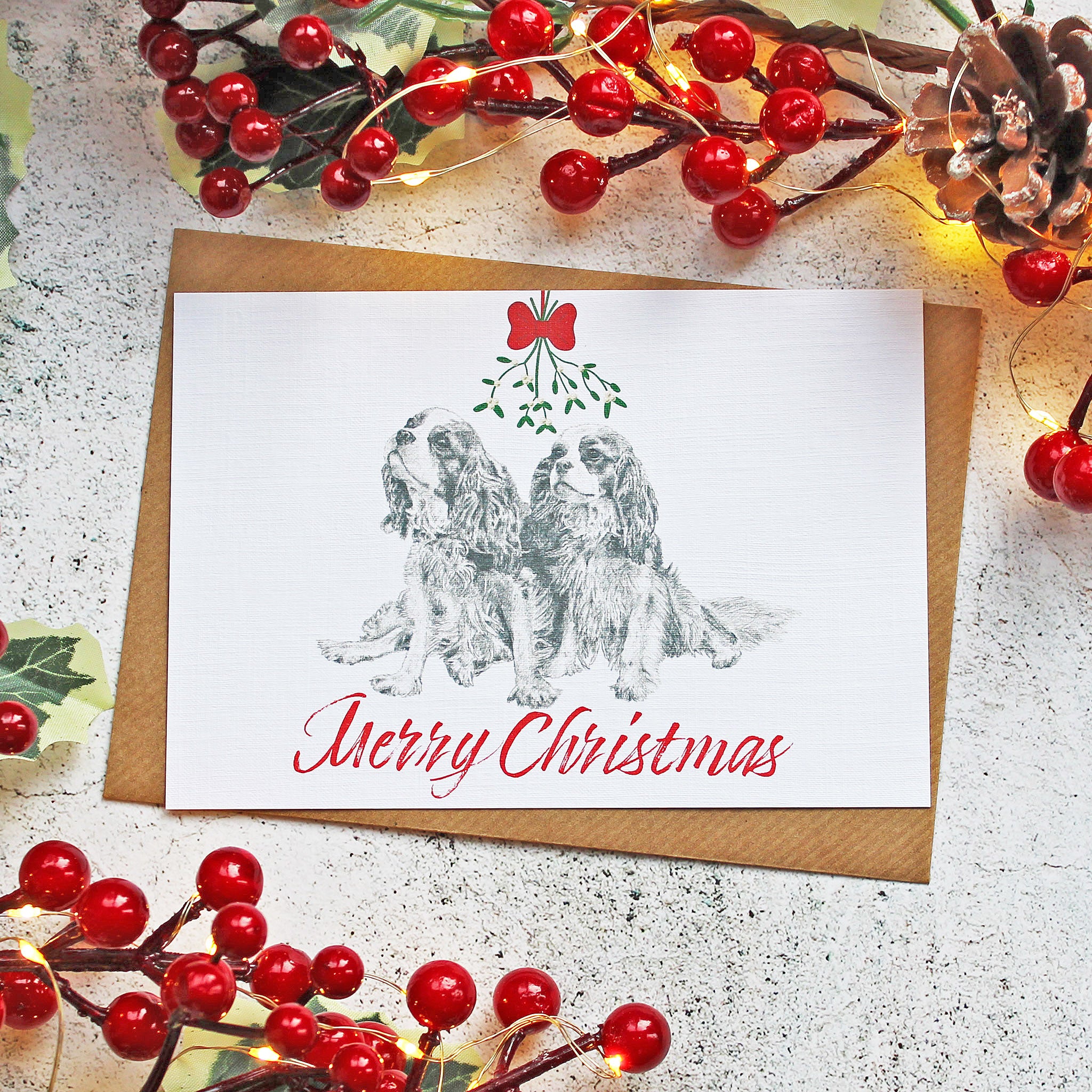 Cavalier-King-Charles-Spaniel-Mistletoe-Card