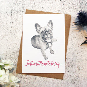 Frenchie-French-Bulldog-Dog-Just-A-Note-Greeting-Card-Pencil-Art