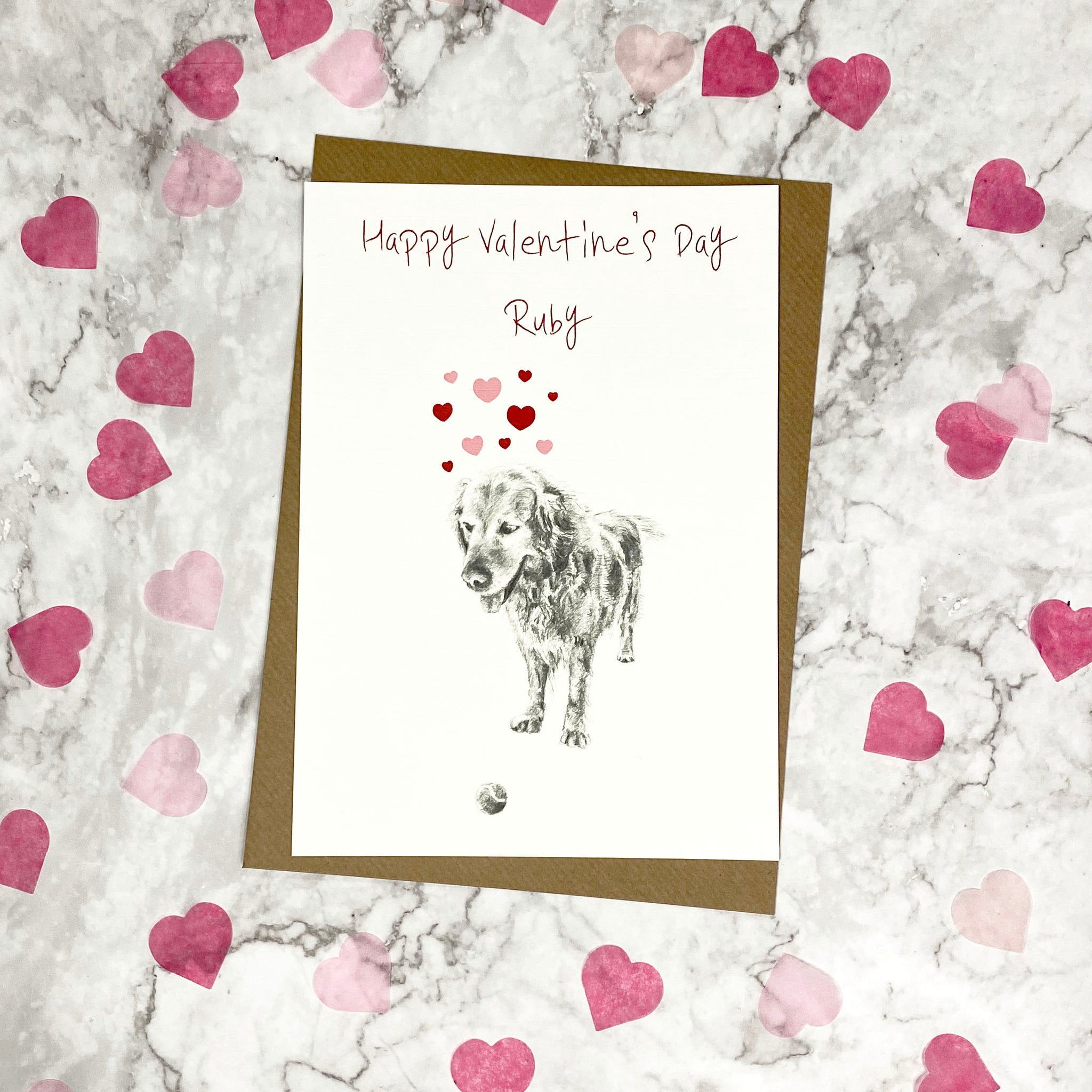 Personalised Golden Retriever Valentine's Card