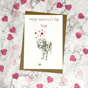 Personalised Golden Retriever Valentine's Card