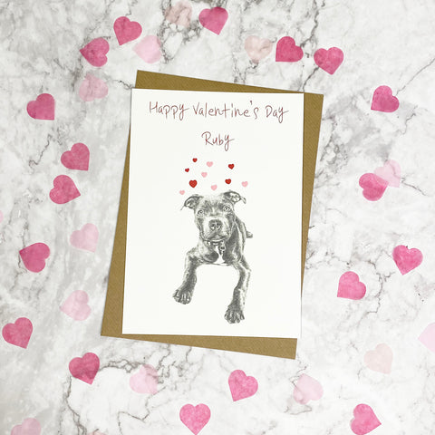 Personalised Staffordshire Bull Terrier Valentine's Card