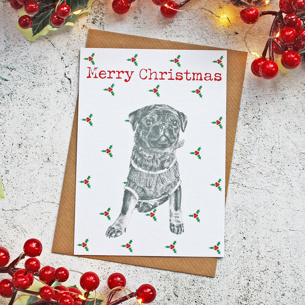 Pug-Merry-Christmas-Card-Holly