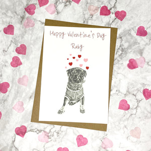 Personalised Pug Valentine's Card