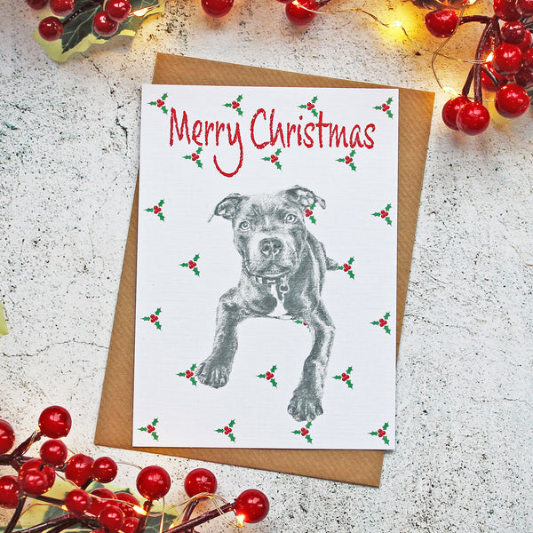 Staffordshire-Bull-Terrier-Merry-Christmas-Holly-Card